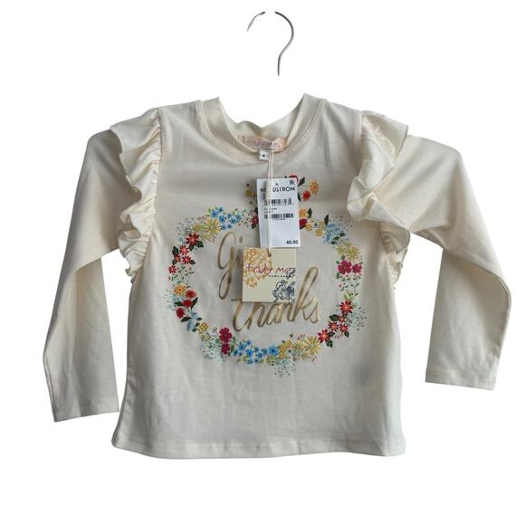Truly Me By Sara Sara Girls Top Shirt Size 4 White Thanksgiving Ruffle New - Picture 1 of 7